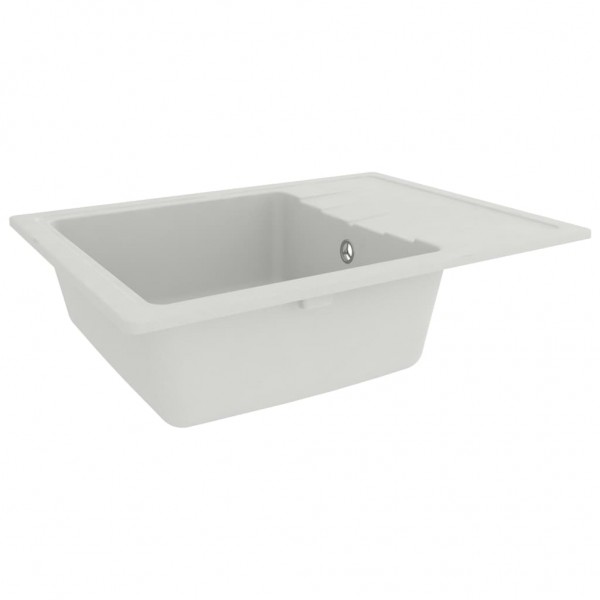 Fregadero de cocina con rebosadero ovalado granito blanco M 4