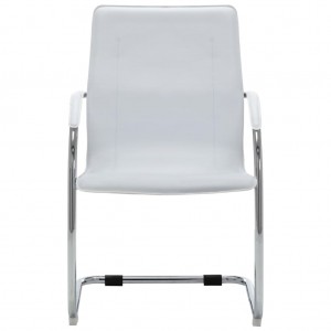 Silla de oficina voladiza de cuero sintético blanco H