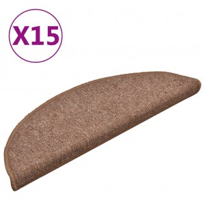 Tapete/carpete para degraus 15 pcs 56x17x3 cm castanho H