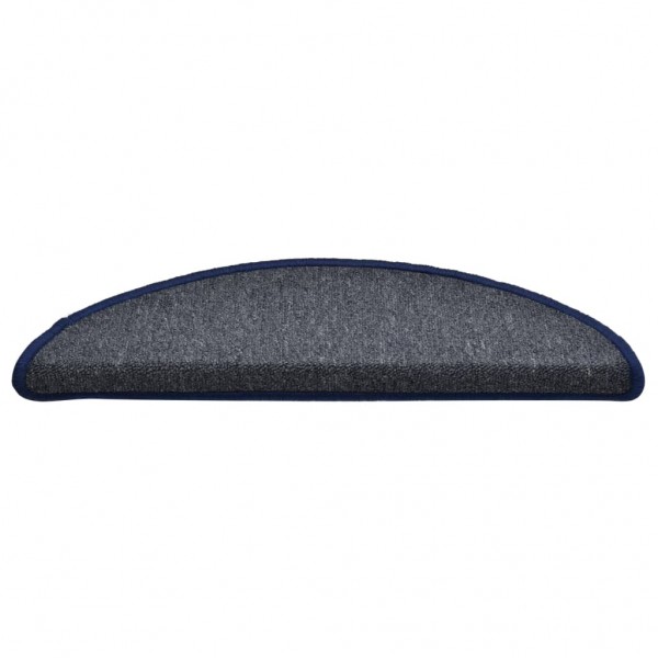 Alfombras de peldaños de escalera 15 uds gris y azul 56x17x3 cm M 5