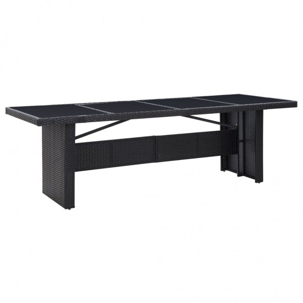 Mesa de jardín ratán sintético y vidrio negra 240x90x74 cm D
