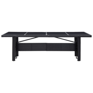 Mesa de jardim 240x90x74 cm vime PE e vidro preto H