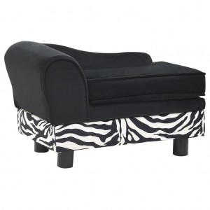 Sofá para perros felpa negro 57x34x36 cm H