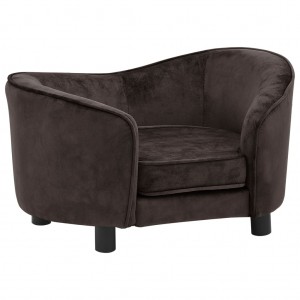 Sofá para perro felpa marrón 69x49x40 cm H