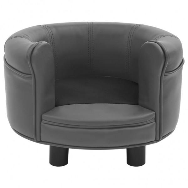 Sofá para perros felpa y cuero sintético gris 48x48x32 cm M 4