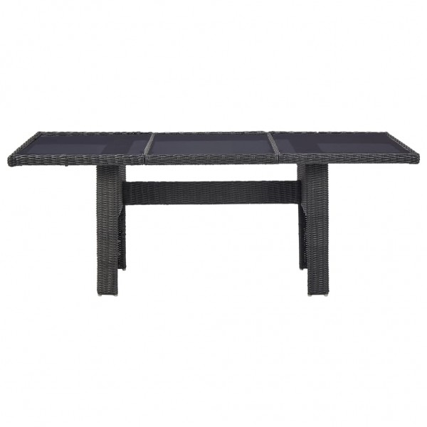 Mesa comedor jardín vidrio ratán sintético negro 200x100x74 cm M 2