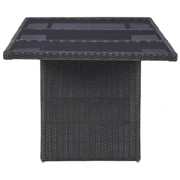 Mesa comedor jardín vidrio ratán sintético negro 200x100x74 cm M 3