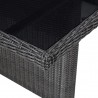 Mesa de jantar jardim 200x100x74 cm vidro e vime PE preto 4