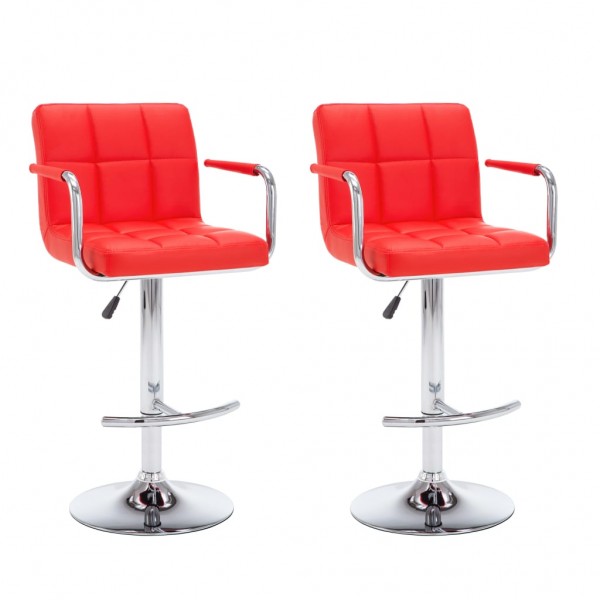 Bancos de bar 2 pcs couro artificial vermelho M 2