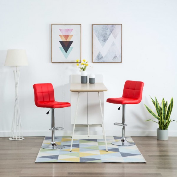 Taburetes de cocina 2 unidades cuero sintético rojo D