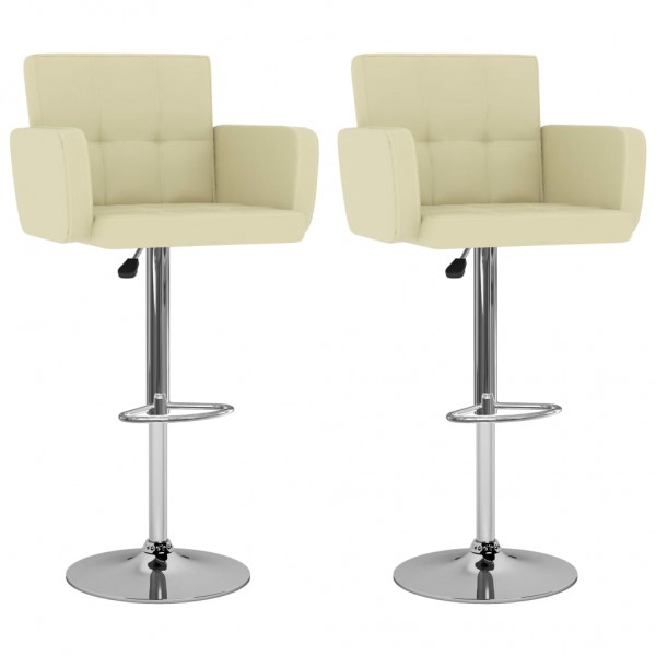 Taburetes de cocina 2 unidades cuero sintético color crema D