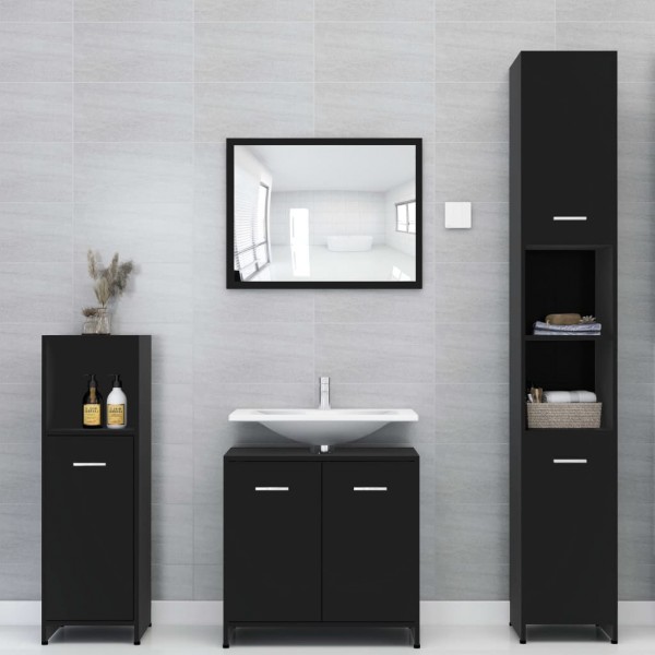 Armario de baño madera contrachapada negro 30x30x95 cm M 5