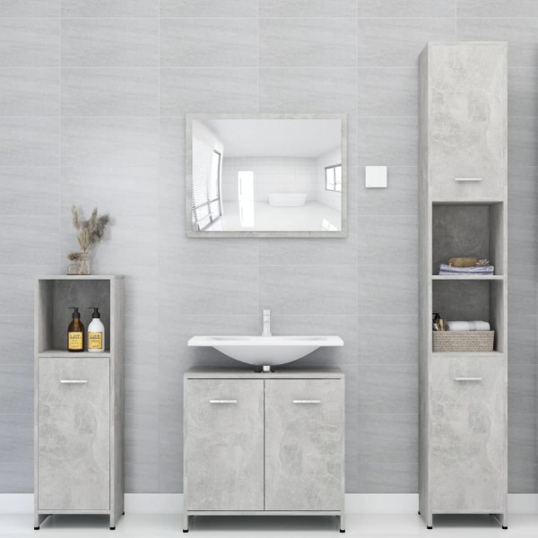 Armario de baño madera contrachapada gris hormigón 30x30x95 cm M 5