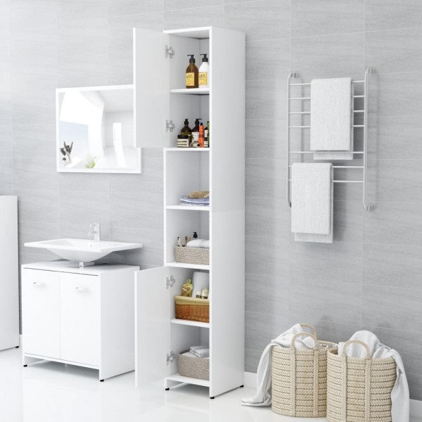 Armario de baño madera contrachapada blanco 30x30x183.5 cm M 3