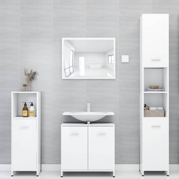 Armario de baño madera contrachapada blanco 30x30x183.5 cm M 4