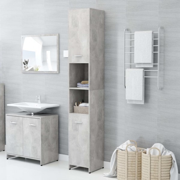 Armario baño madera contrachapada gris hormigón 30x30x183.5 cm M 2