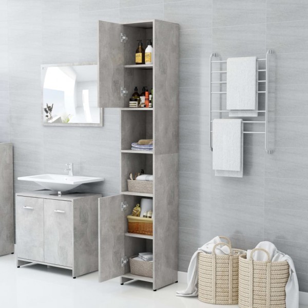 Armario baño madera contrachapada gris hormigón 30x30x183.5 cm M 4