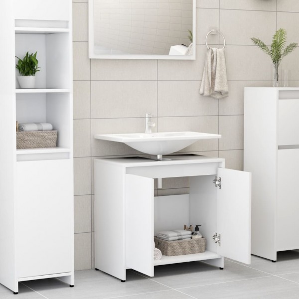 Armario de baño madera contrachapada blanco 60x33x61 cm M 3