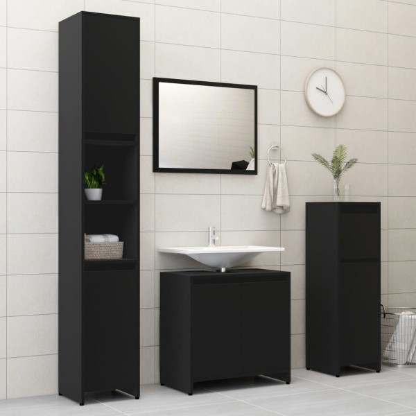 Armario de baño madera contrachapada negro 60x33x61 cm M 5
