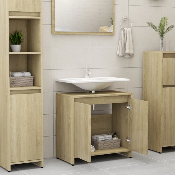 Armario de baño madera contrachapada color roble 60x33x61 cm M 3
