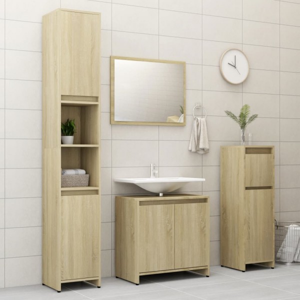 Armario de baño madera contrachapada color roble 60x33x61 cm M 5