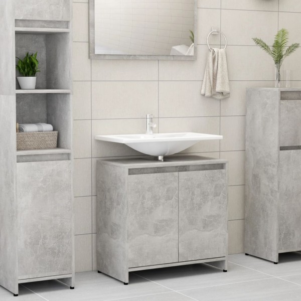Armario de baño madera contrachapada gris hormigón 60x33x61 cm D