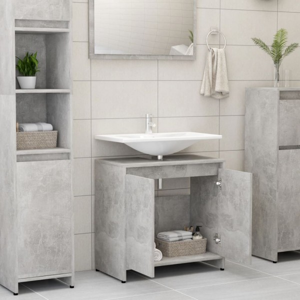 Armario de baño madera contrachapada gris hormigón 60x33x61 cm M 3