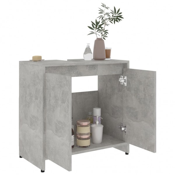 Armario de baño madera contrachapada gris hormigón 60x33x61 cm M 4