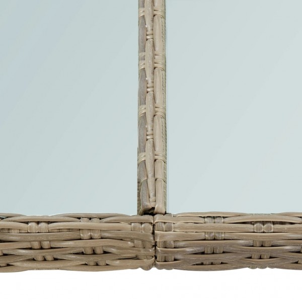 Mesa de jantar jardim 200x100x74 cm vidro e vime PE castanho M 5