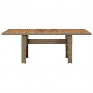 Mesa de jantar jardim 200x100x74 cm vime PE castanho H