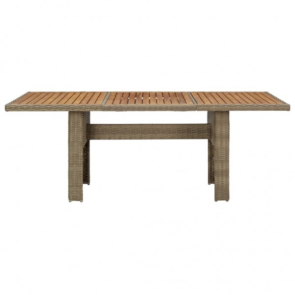 Mesa de comedor de jardín ratán sintético marrón 200x100x74 cm M 2