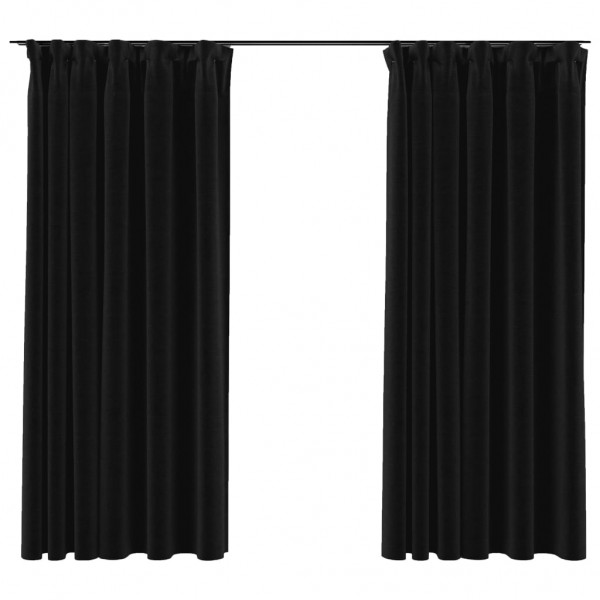 Cortinas opacas ganchos look de lino 2 pzas antracita 140x175cm M 4