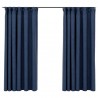 Cortinas opacas con ganchos look de lino 2 pzas azul 140x175 cm 2