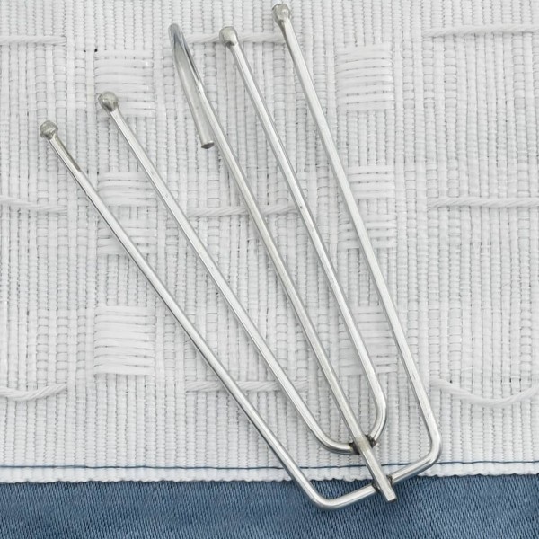 Cortinas opacas con ganchos look de lino 2 pzas azul 140x175 cm M 4