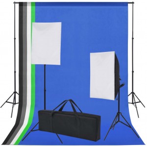 Kit de estudio con 5 telones de fondo de colores y 2 softboxes H