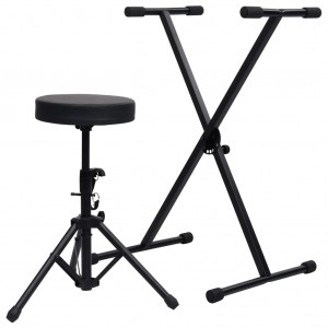 Set de soporte para teclado y taburete negro H