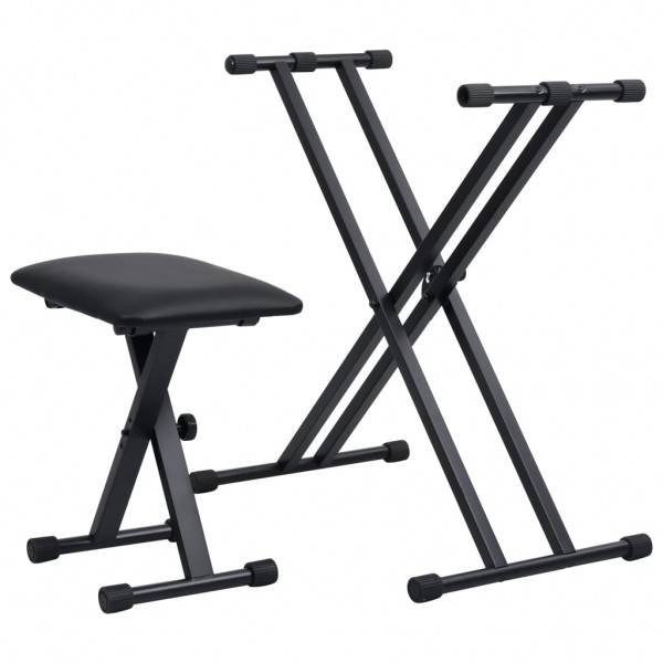 Set de soporte para teclado con doble refuerzo y taburete negro M 2