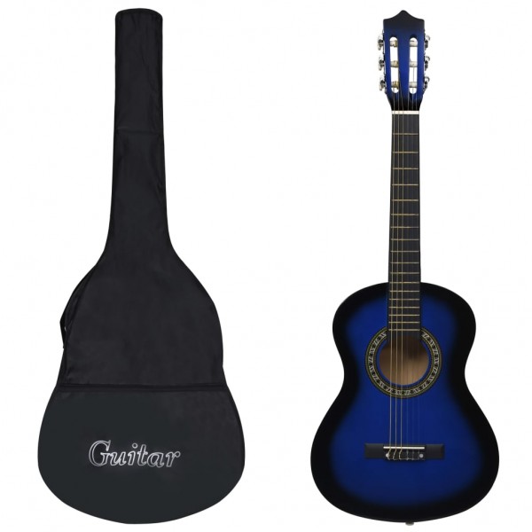 Guitarra clásica principiante y niño con funda azul 1/2 34 D