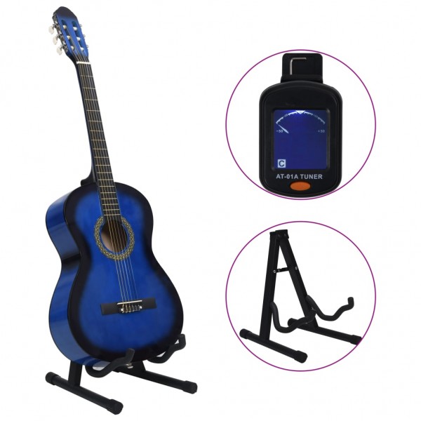 12 peças conjunto guitarra clássica iniciantes 4/4 39 azul M 3