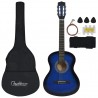 Set de guitarra clásica niños principiantes 8 pzas azul 3/4 36 2