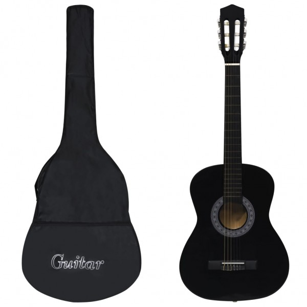 Set de guitarra clásica para principiantes 8 pzas negro 3/4 36 D