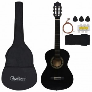 Set de guitarra clásica para principiantes 8 pzas negro 1/2 34 H