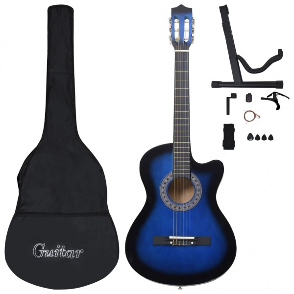 Set de guitarra clásica occidental 12 pzas 6 cuerdas azul 38 M 2
