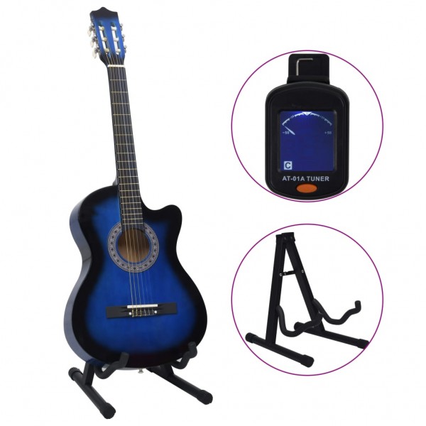 Set de guitarra clásica occidental 12 pzas 6 cuerdas azul 38 M 3