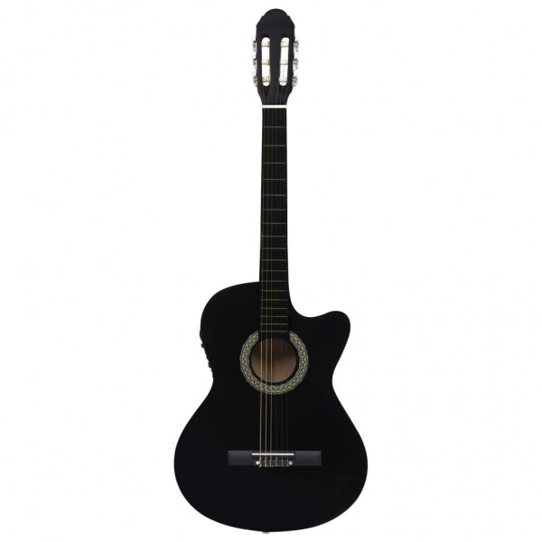 Guitarra clássica cutaway com equalizador e 6 cordas preto M 2