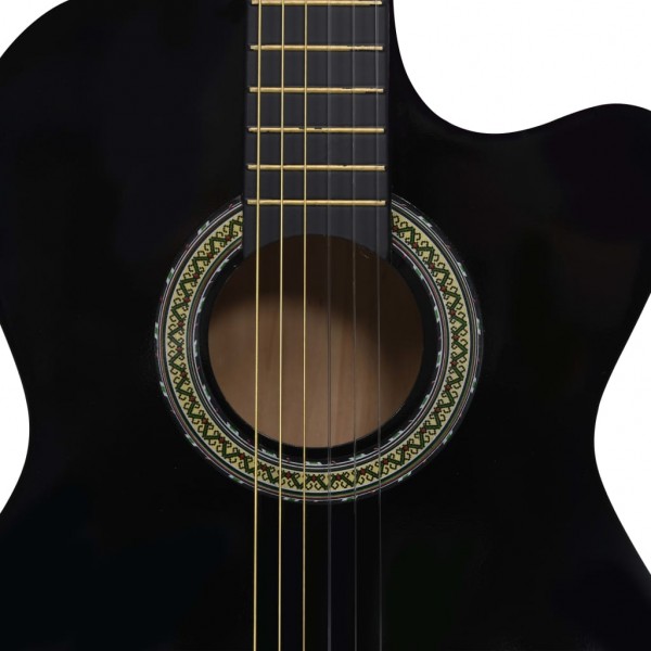 Guitarra clássica cutaway com equalizador e 6 cordas preto M 5