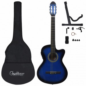 12 pcs conjunto de guitarra com equalizador e 6 cordas azul H