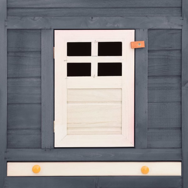 Jaula conejera de exterior con corral madera abeto gris blanco M 2