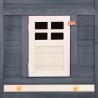 Jaula conejera de exterior con corral madera abeto gris blanco 2