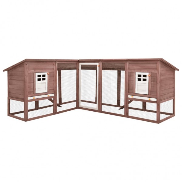 Jaula conejera de exterior con corral madera abeto mocca blanco D